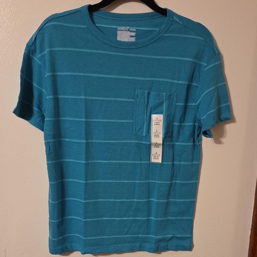 Cat & Jack Teal Striped Kids Tee